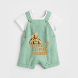 Golden Murugan Idol – Name Personalised Kids Dungaree - MINT GREEN - 0 - 5 Months Old (Chest 18")