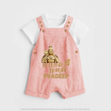 Golden Murugan Idol – Name Personalised Kids Dungaree - PEACH - 0 - 5 Months Old (Chest 18")