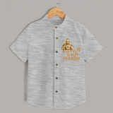 Golden Murugan Idol – Name Personalised Kids Shirt - GREY - 0 - 6 Months Old (Chest 23")