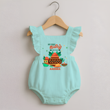 My First Tamil New Year Personalized Romper Frock – Traditional Baby Outfit - MINT GREEN - 0 - 3 Months Old (Chest 19")