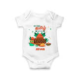 My First Tamil New Year Personalized Baby Romper – Traditional Baby Outfit - WHITE - New Born (Chest 14")