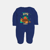 My First Tamil New Year Personalized Baby Full Body Suit – Traditional Baby Outfit - NAVY BLUE - New Born (Chest 7.5")