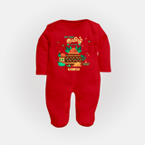 My First Tamil New Year Personalized Baby Full Body Suit – Traditional Baby Outfit - RED - New Born (Chest 7.5")