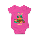 My First Tamil New Year Personalized Baby Romper – Traditional Baby Outfit - HOT PINK - New Born (Chest 14")