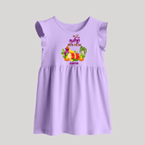 My First Tamil New Year Personalized Baby Frock – Colorful Festive Baby Outfit - LILAC - 0 - 3 Months Old (Chest 17")