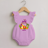My First Tamil New Year Personalized Romper Frock – Colorful Festive Baby Outfit - BABY PINK - 0 - 3 Months Old (Chest 19")