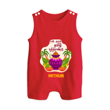 My First Tamil New Year Personalized Button Romper – Classic Traditional Baby Outfit - RED - New Born (Chest 18")