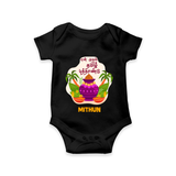 My First Tamil New Year Personalized Baby Romper – Classic Traditional Baby Outfit - BLACK - New Born (Chest 14")