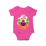 My First Tamil New Year Personalized Baby Romper – Classic Traditional Baby Outfit - HOT PINK - New Born (Chest 14")