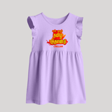My First Tamil New Year Personalized Baby Frock – Bold Festive Typography Design - LILAC - 0 - 3 Months Old (Chest 17")