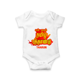 My First Tamil New Year Personalized Baby Romper – Bold Festive Typography Design - WHITE - New Born (Chest 14")