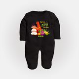 My First Tamil New Year Personalized Baby Full Body Suit – Traditional Temple Outfit - BLACK - New Born (Chest 7.5")