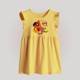 My First Tamil New Year Personalized Baby Frock – Traditional Girl Outfit - PASTEL YELLOW - 0 - 3 Months Old (Chest 17")