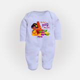 My First Tamil New Year Personalized Baby Full Body Suit – Traditional Girl Outfit - BABY BLUE - New Born (Chest 7.5")