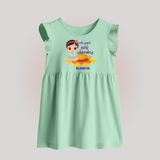 My First Tamil New Year Personalized Baby Frock – Festive Baby Girl Outfit - MINT GREEN - 0 - 3 Months Old (Chest 17")