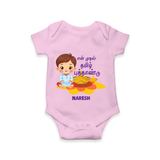 My First Tamil New Year Personalized Baby Romper – Festive Baby Boy Outfit - BABY PINK - New Born (Chest 14")