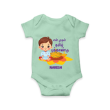 My First Tamil New Year Personalized Baby Romper – Festive Baby Boy Outfit - MINT GREEN - New Born (Chest 14")