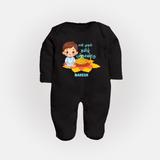 My First Tamil New Year Personalized Baby Full Body Suit – Festive Baby Boy Outfit - BLACK - New Born (Chest 7.5")