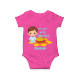 My First Tamil New Year Personalized Baby Romper – Festive Baby Boy Outfit - HOT PINK - New Born (Chest 14")