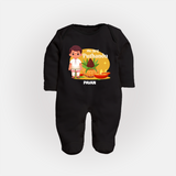 My First Tamil New Year Personalized Baby Full Body Suit – Classic Traditional Outfit - BLACK - New Born (Chest 7.5")