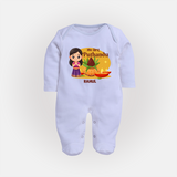 My First Puthandu Personalized Baby Full Body Suit – Traditional Tamil New Year Outfit - BABY BLUE - New Born (Chest 7.5")