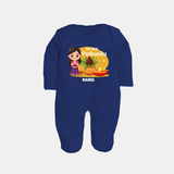 My First Puthandu Personalized Baby Full Body Suit – Traditional Tamil New Year Outfit - NAVY BLUE - New Born (Chest 7.5")