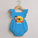 My First Puthandu Personalized Romper Frock – Traditional Tamil New Year Outfit - SKY BLUE - 0 - 3 Months Old (Chest 19")