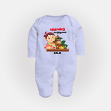 Happy Tamil New Year Personalized Baby Full Body Suit – Traditional Baby Girl Outfit - BABY BLUE - New Born (Chest 7.5")