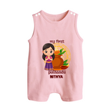 My First Puthandu Personalized Button Romper – Cultural Baby Girl Outfit - BABY PINK - New Born (Chest 18")