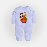 My First Puthandu Personalized Baby Full Body Suit – Cultural Baby Girl Outfit - BABY BLUE - New Born (Chest 7.5")