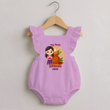 My First Puthandu Personalized Romper Frock – Cultural Baby Girl Outfit - BABY PINK - 0 - 3 Months Old (Chest 19")
