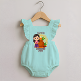 My First Puthandu Personalized Romper Frock – Cultural Baby Girl Outfit - MINT GREEN - 0 - 3 Months Old (Chest 19")