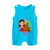 My First Puthandu Personalized Button Romper – Cultural Baby Girl Outfit - SKY BLUE - New Born (Chest 18")