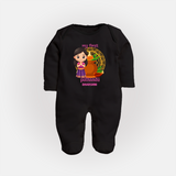 My First Puthandu Personalized Baby Full Body Suit – Cultural Baby Girl Outfit - BLACK - New Born (Chest 7.5")