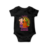 My First Puthandu Personalized Baby Romper – Cultural Baby Girl Outfit - BLACK - New Born (Chest 14")