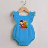 My First Puthandu Personalized Romper Frock – Cultural Baby Girl Outfit - SKY BLUE - 0 - 3 Months Old (Chest 19")