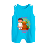 My First Puthandu Personalized Button Romper – Traditional South Indian Outfit - SKY BLUE - New Born (Chest 18")