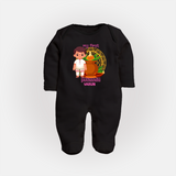 My First Puthandu Personalized Baby Full Body Suit – Traditional South Indian Outfit - BLACK - New Born (Chest 7.5")