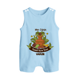 My First Tamil New Year Personalized Button Romper – Heritage Festive Outfit - BABY BLUE - New Born (Chest 18")