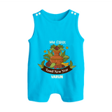 My First Tamil New Year Personalized Button Romper – Heritage Festive Outfit - SKY BLUE - New Born (Chest 18")