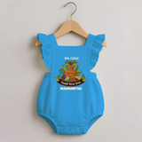 My First Tamil New Year Personalized Romper Frock – Heritage Festive Outfit - SKY BLUE - 0 - 3 Months Old (Chest 19")