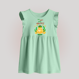My First Tamil New Year Personalized Baby Frock – Festive Cultural Outfit - MINT GREEN - 0 - 3 Months Old (Chest 17")