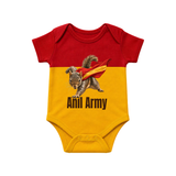 Anil Army Fan Theme Baby Romper - RED YELLOW - New Born (Chest 14")