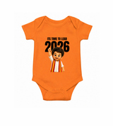 Lead 2026 Political Theme Baby Romper - ORANGE - New Born (Chest 14")