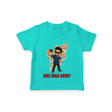 One Man Army Fan Edition T-SHIRT - TEAL - 0-5 Months Old (Chest 17")