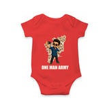 One Man Army Fan Edition Baby Romper - RED - New Born (Chest 14")