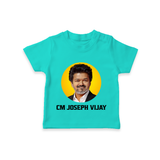 CM Joseph Vijay kids Tshirt - TEAL - 0-5 Months Old (Chest 17")