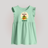 “My First Ugadi – Personalized BabyFrock” - MINT GREEN - 0 - 3 Months Old (Chest 17")
