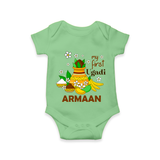 “My First Ugadi Personalized Baby Romper | Custom Name” - GREEN - New Born (Chest 14")