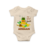“My First Ugadi Personalized Baby Romper | Custom Name” - IVORY - New Born (Chest 14")
